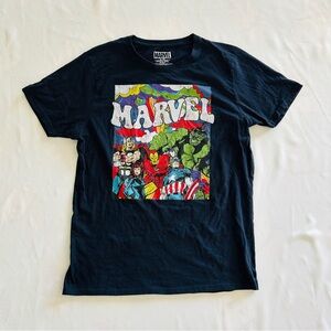 Unisex Large Marvel Avengers Graphic Tshirt Navy Blue Hulk Captain America